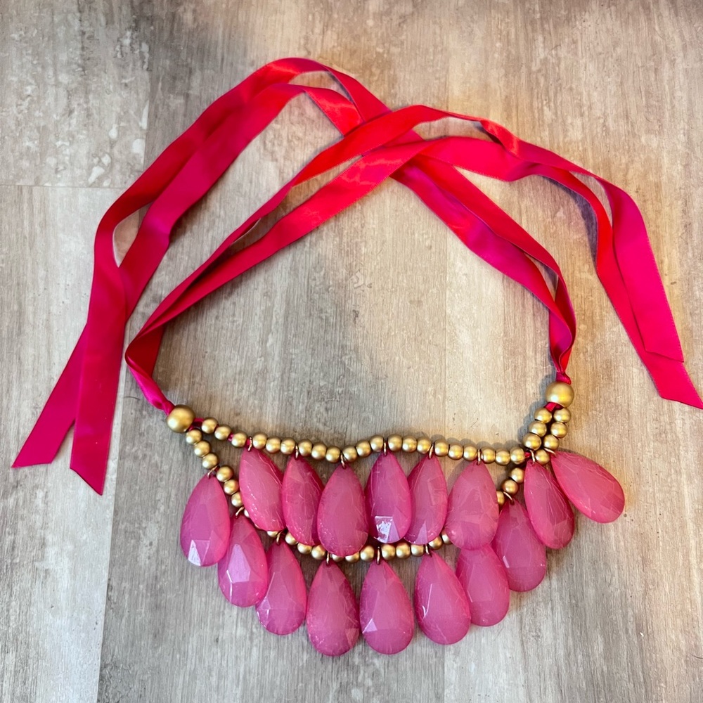 Pink Tear Drop Necklace